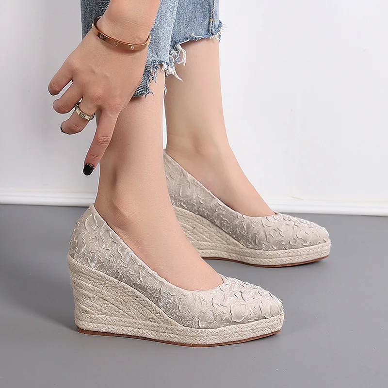 Wedge Espadrille Women - Sepatu Wedge Platform Motif Bunga Nyaman