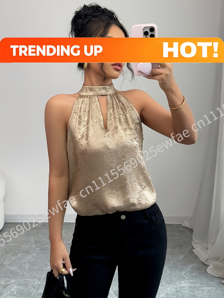 Blouse Off Shoulder - Blus Tanpa Lengan Berongga dengan Kerah