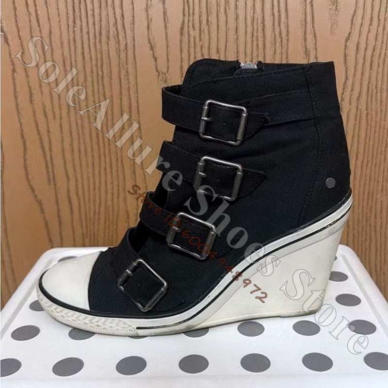 Wedge Espadrille Women - Sepatu Sneakers Wedge Tinggi Berwarna Abu-abu