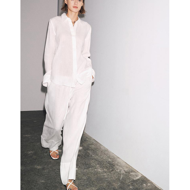 Setelan Dua Potong Kemeja Leng - Linen Pant Wide ulasan dan harga