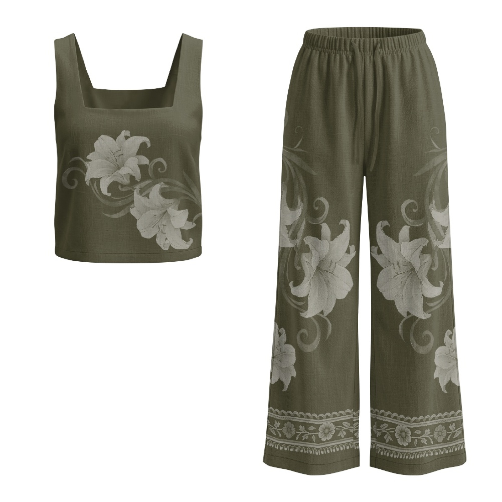 INSTANTARTS Set Rompi Linen Wa - Linen Pant Wide ulasan dan harga