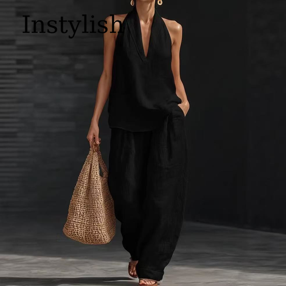 Setelan Wanita Musim Panas Kas - Linen Pant Wide ulasan dan harga
