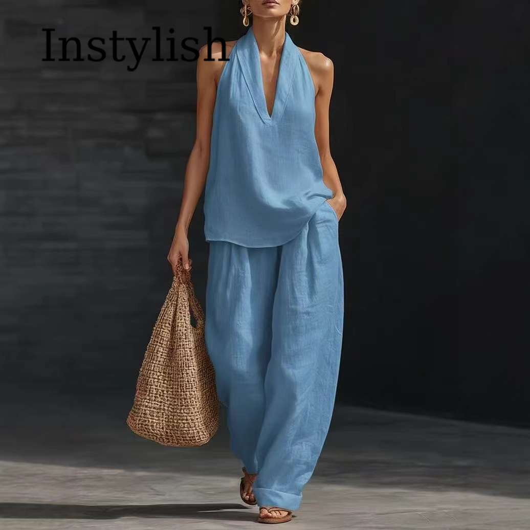 Setelan Wanita Musim Panas Kas - Linen Pant Wide ulasan dan harga