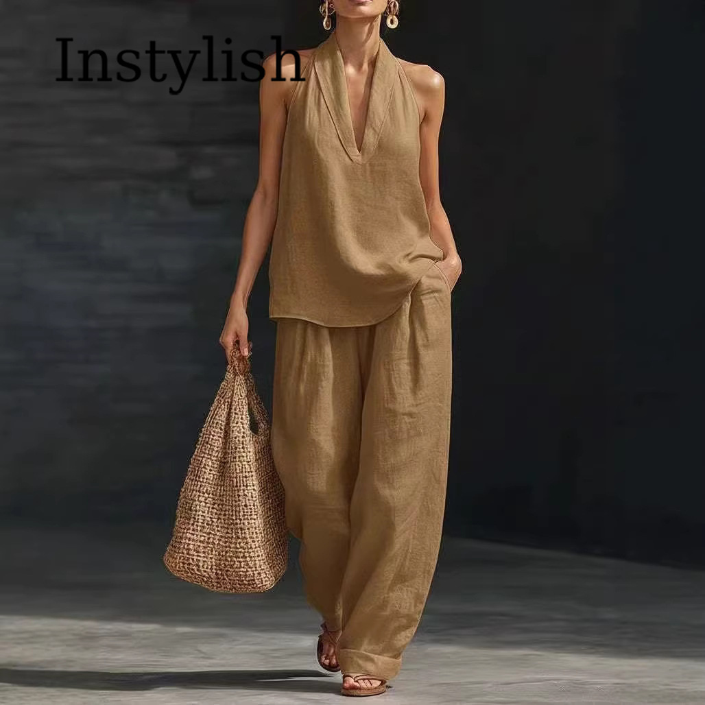 Setelan Wanita Musim Panas Kas - Linen Pant Wide ulasan dan harga